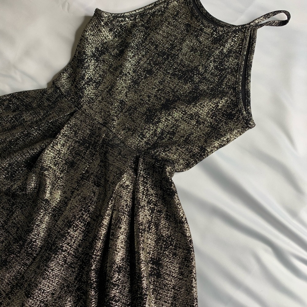 Gold and black skater dress